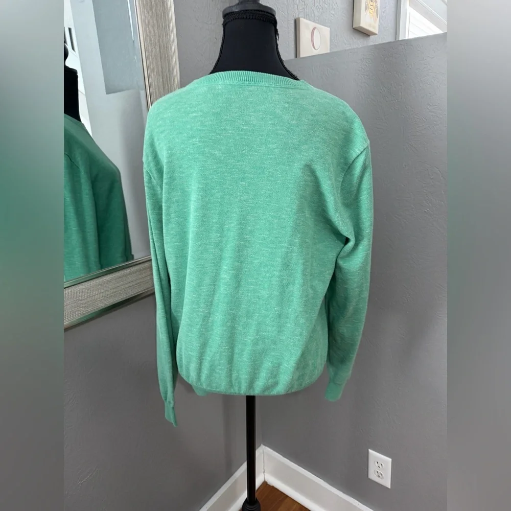 J. Crew Green Pullover Crewneck Preppy Casual Sweater Size Medium.
